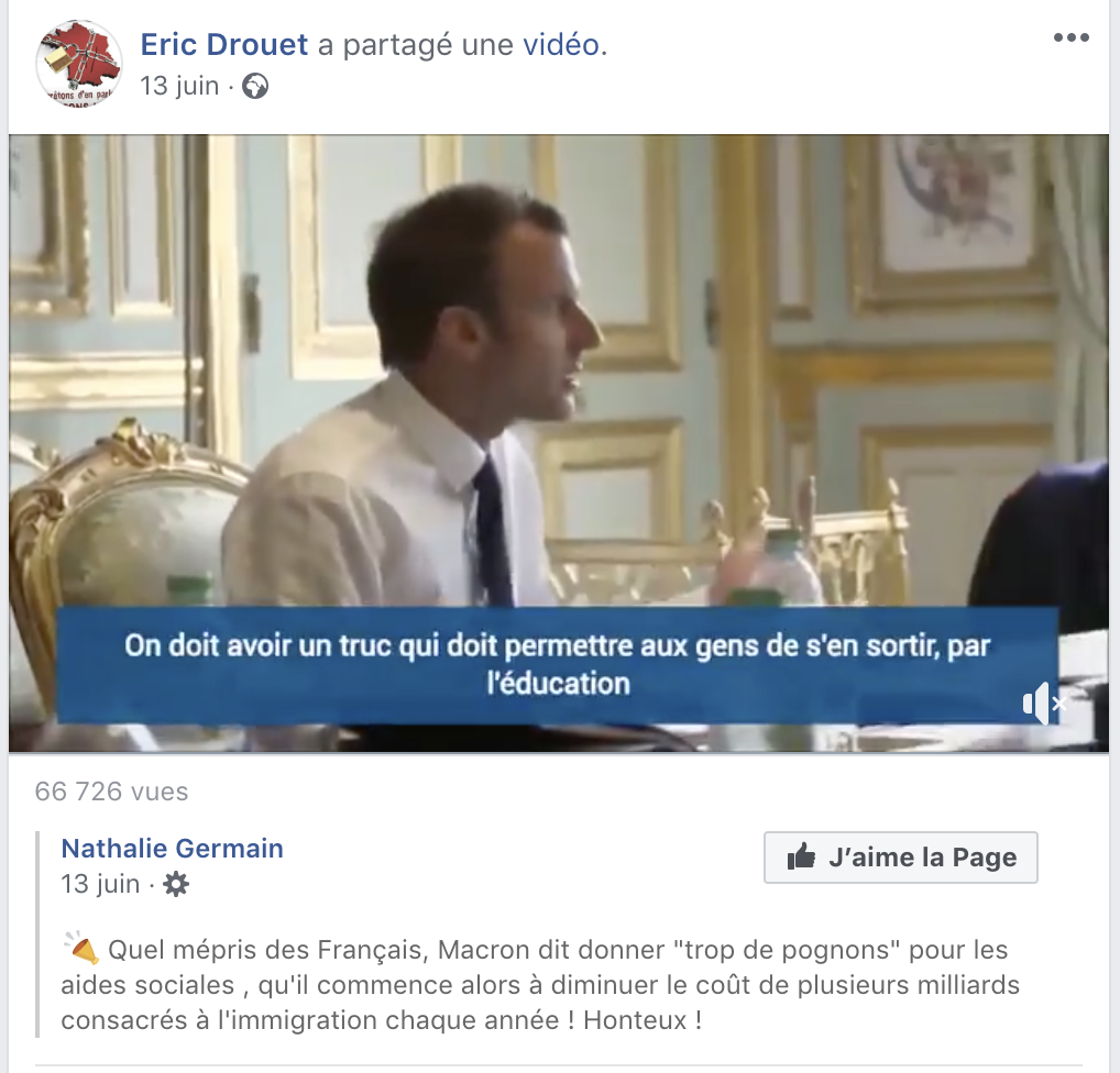 Drouet relaie un post anti-immigration