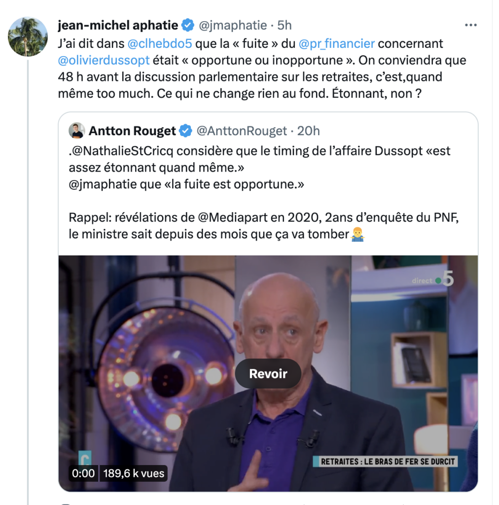 Tweet d'Aphatie